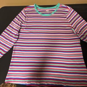 LANDS END MULTICOLOR STRIPED KNIT TOP.  SIZE 16-18W  NWOT